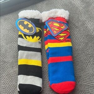 DC Superhero Sherpa Lined Gripper Bottom Socks 3pk Wonderwoman Batman Superman